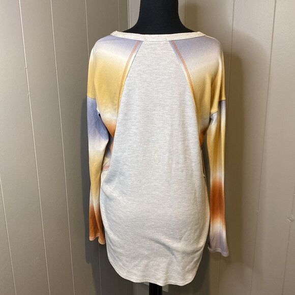 Twenty Second Long Sleeve Shirt Waffle Knit Front Fleece Sleeves - Picture 4 of 5